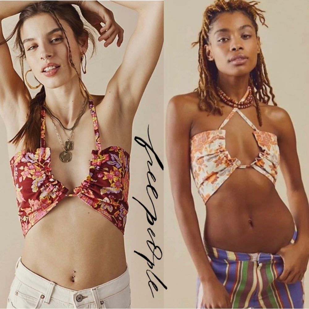 NWT Free People Summer Of Love Bandeau in Wine and Natural - Picture 1 of 15